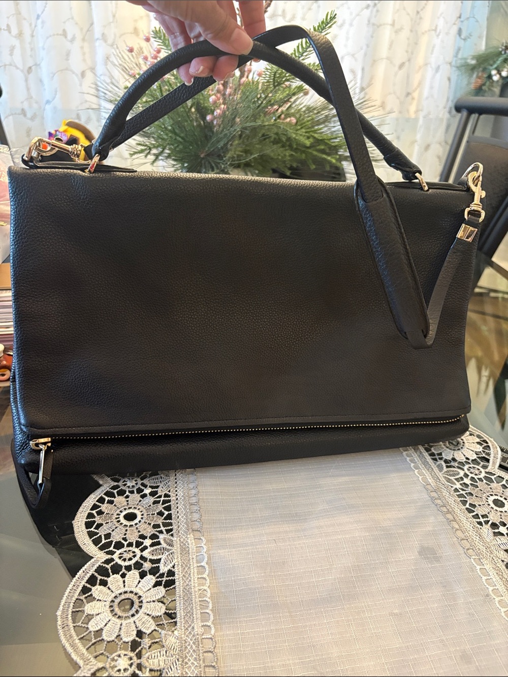 Coach Black Pebbled Leather Satchel with Gold Hardware